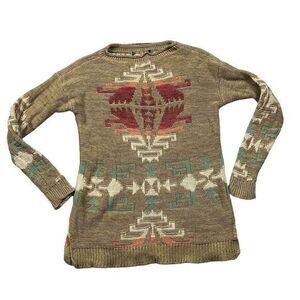 Lauren Ralph Lauren Women's Aztec Cotton Linen Pullover Sweater Multicolor